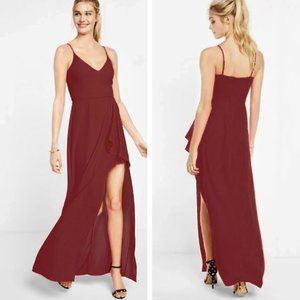 NWT Express burgundy high slit maxi spaghetti strap maxi dress